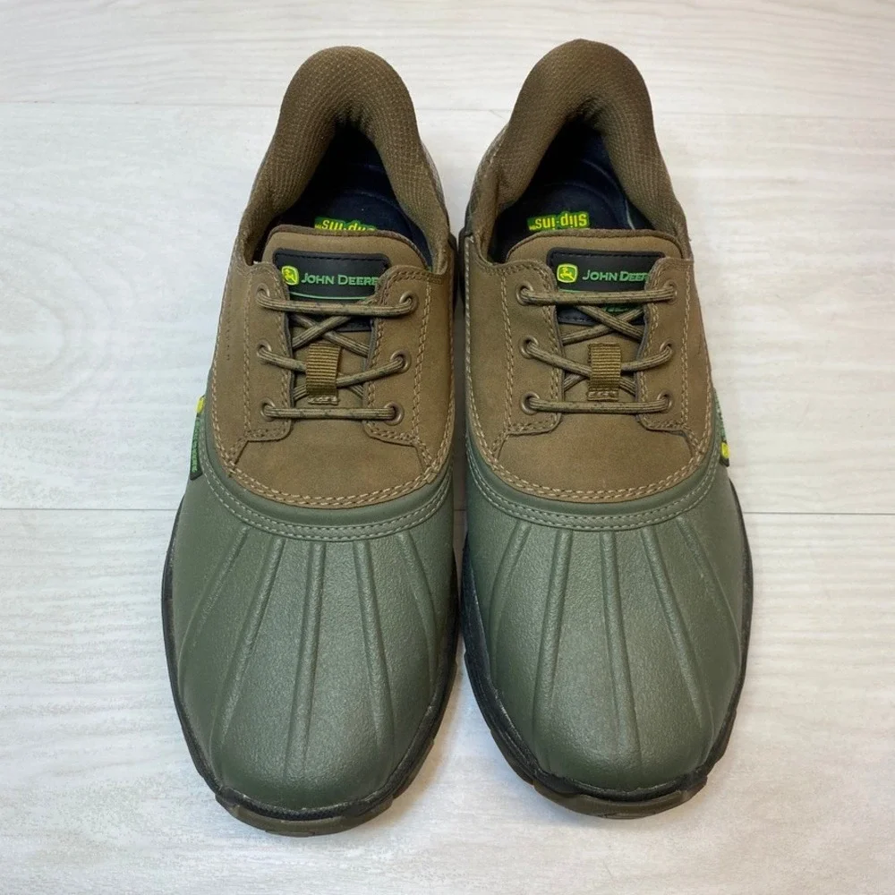 Skechers John Deere Mens 8 Wide Slip-Ins Waterproof Duck Shoes Green Leather
